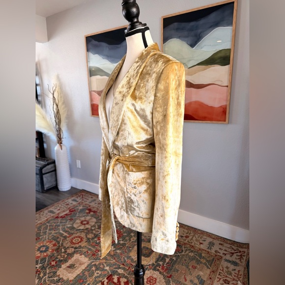 ASOS Design Gold Velvet Jacket - Picture 5 of 8